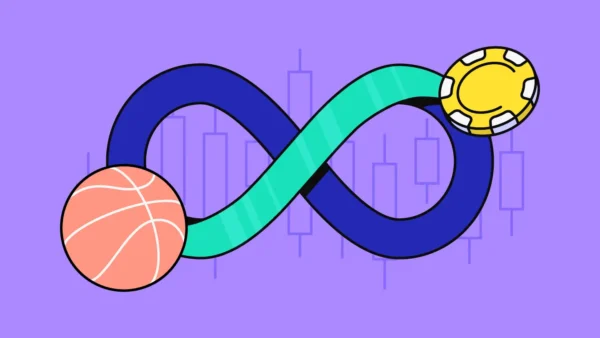 Infinity loop to indicate market dynamics, with sports balls around it