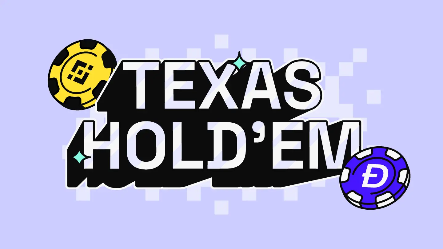 Texas Holdem Logo with crypto chips floating around text