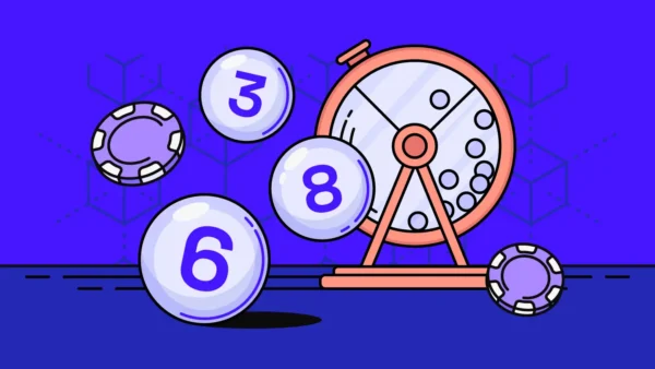 Crypto lottery machine with numbered balls and crypto coins