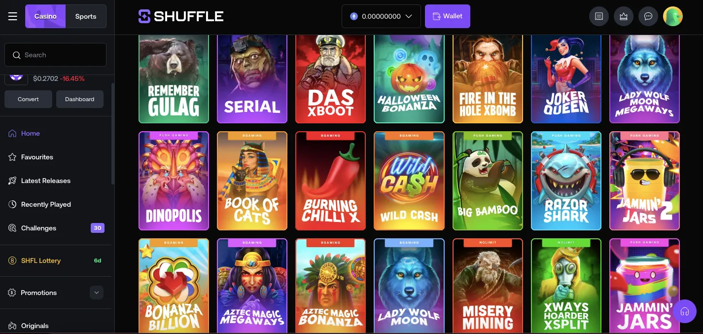 Shuffle casino slots