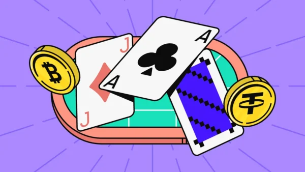 Poker table with cards and crypto