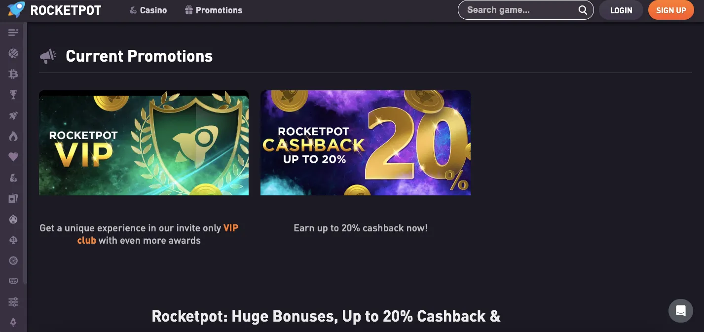 Rocketpot casino bonuses and promotions