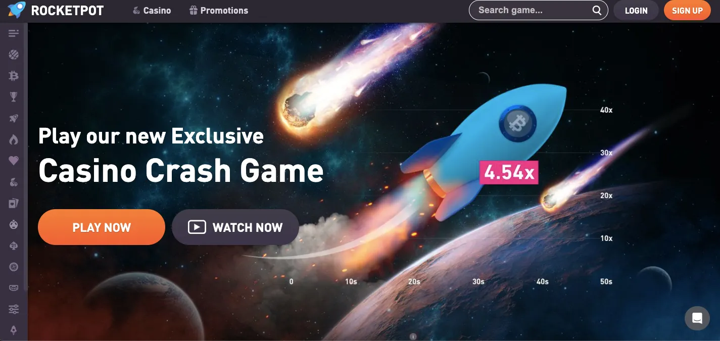 Rocketpot casino Crash section