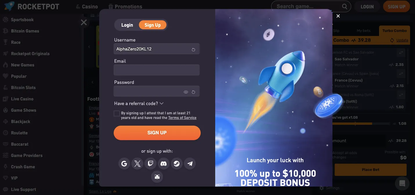 Rocketpot casino sign up