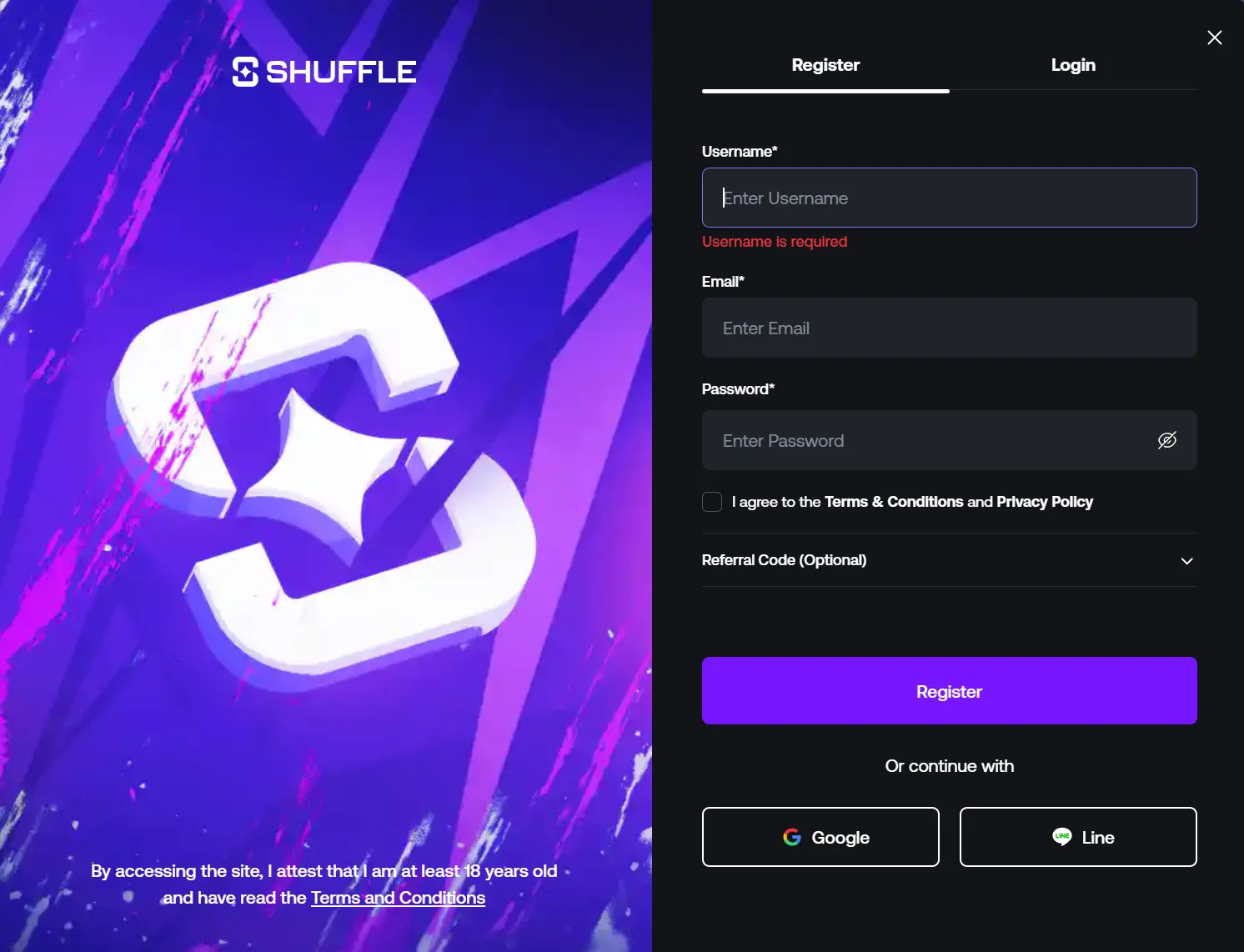 Shuffle casino sign up