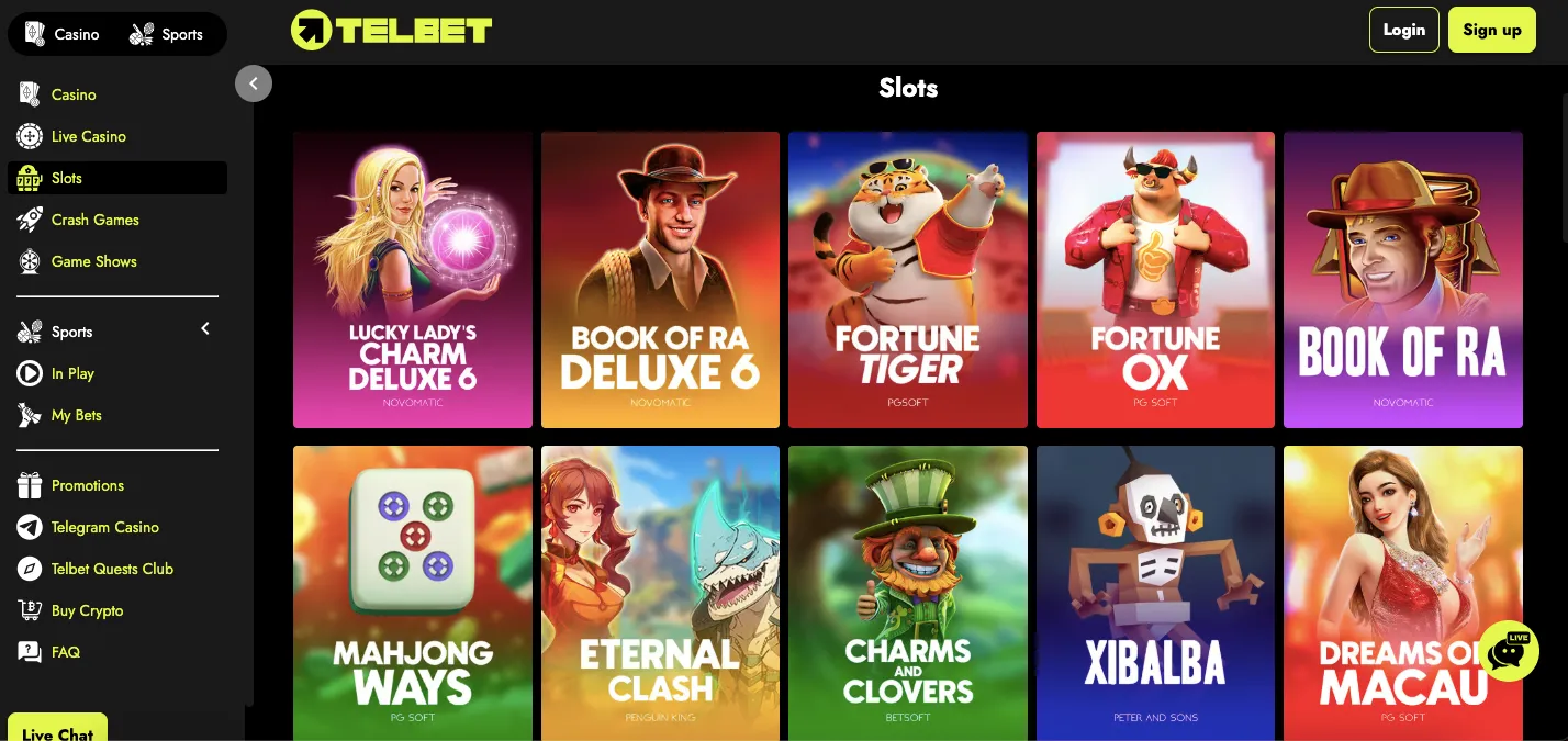 Telbet casino slots