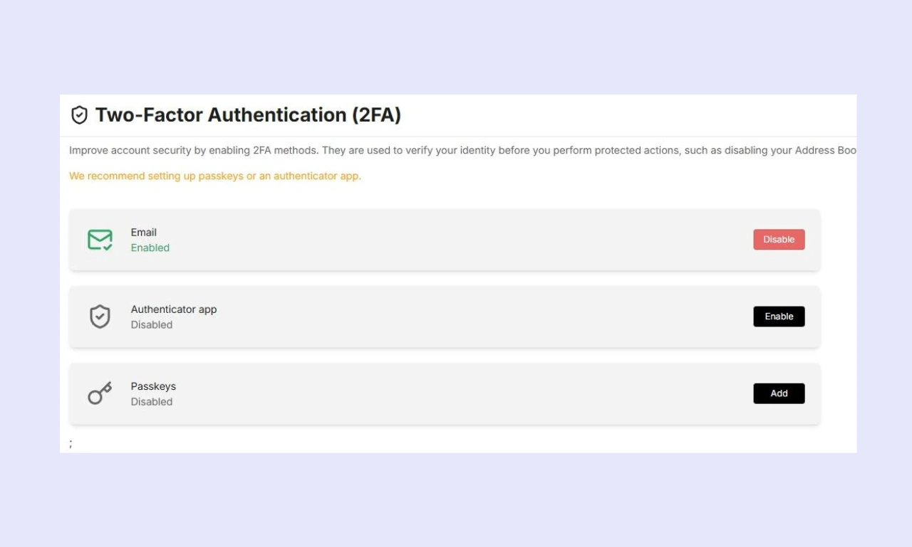 Cube Exchange 2FA Security