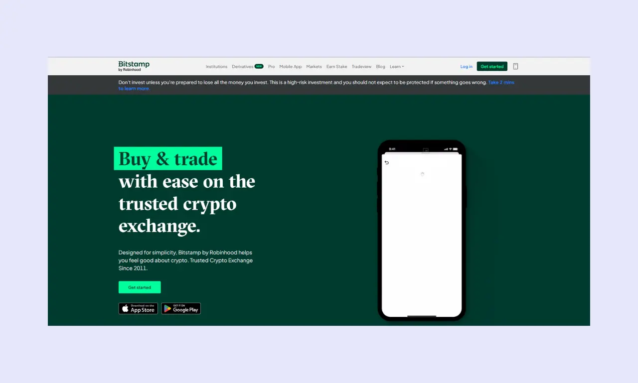 Bitstamp homepage