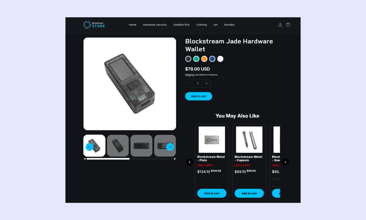 Blockstream Jade Classic Pay Page