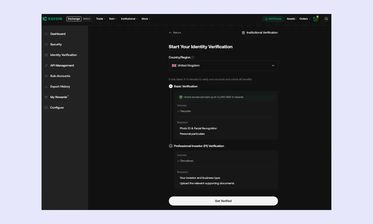 Kucoin ID verification