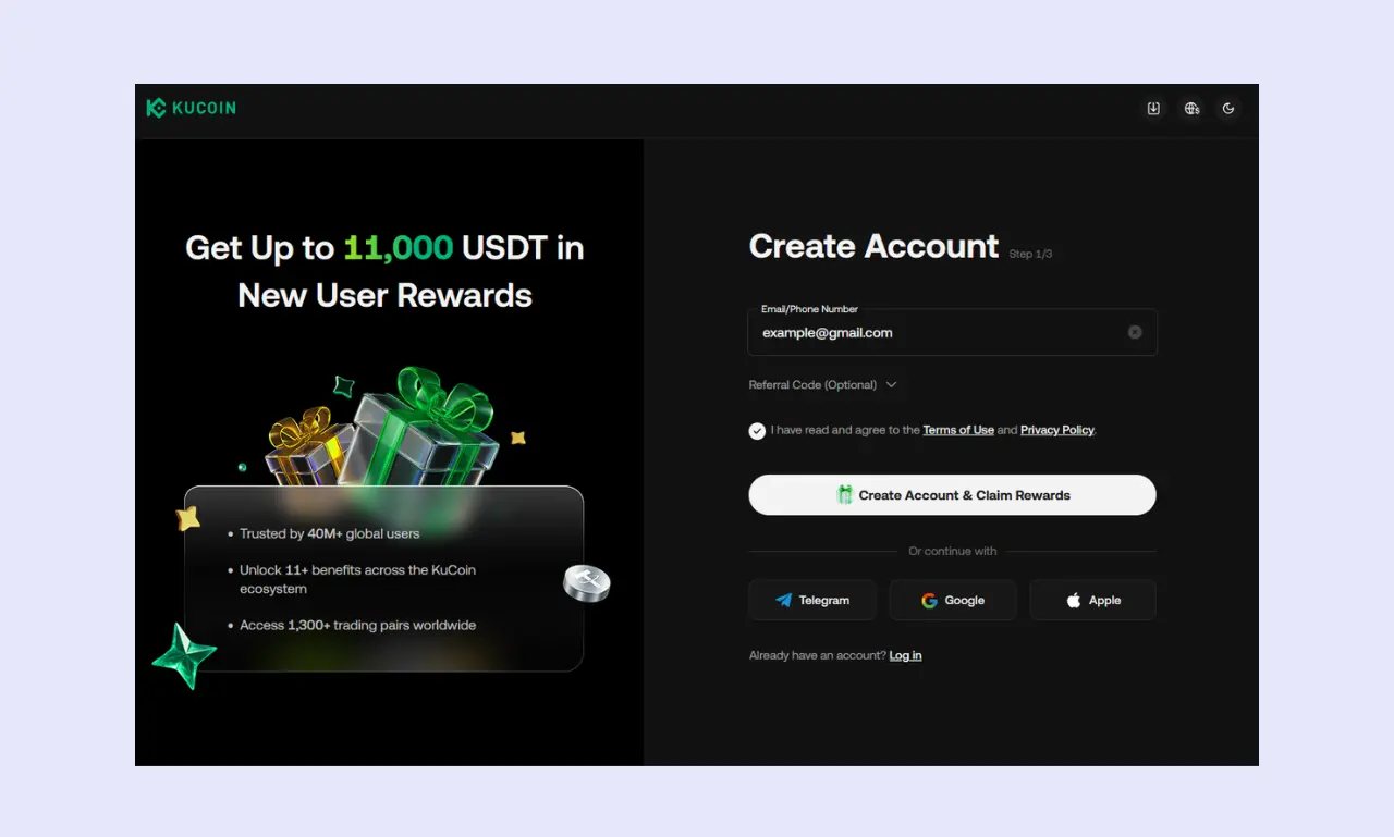 Kucoin Registration Homepage