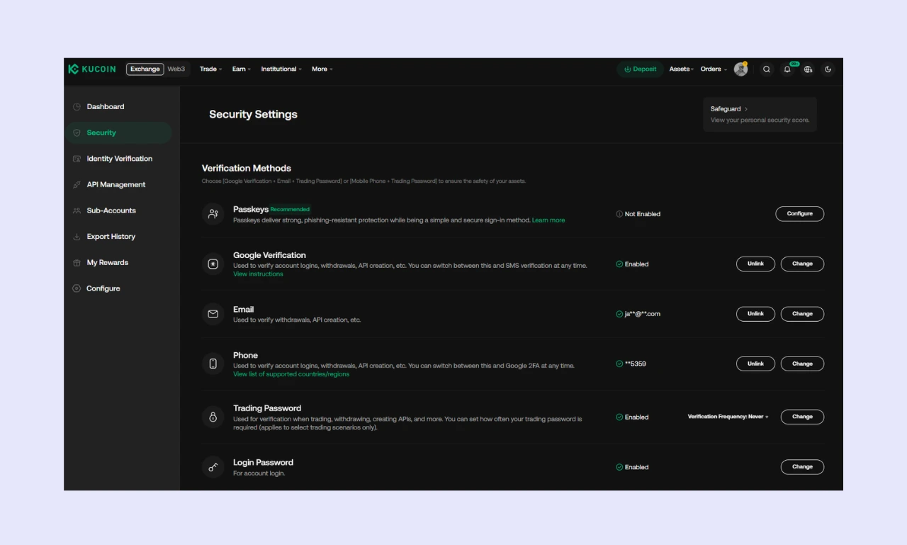 Kucoin Security Options
