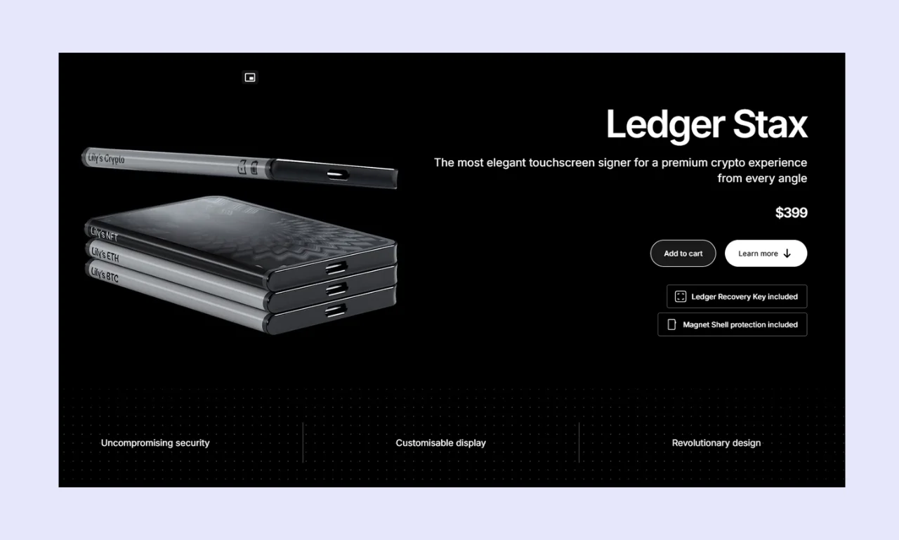 Ledger Wallet Stax Price Page