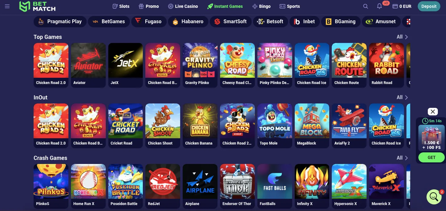 Betmatch casino crash games