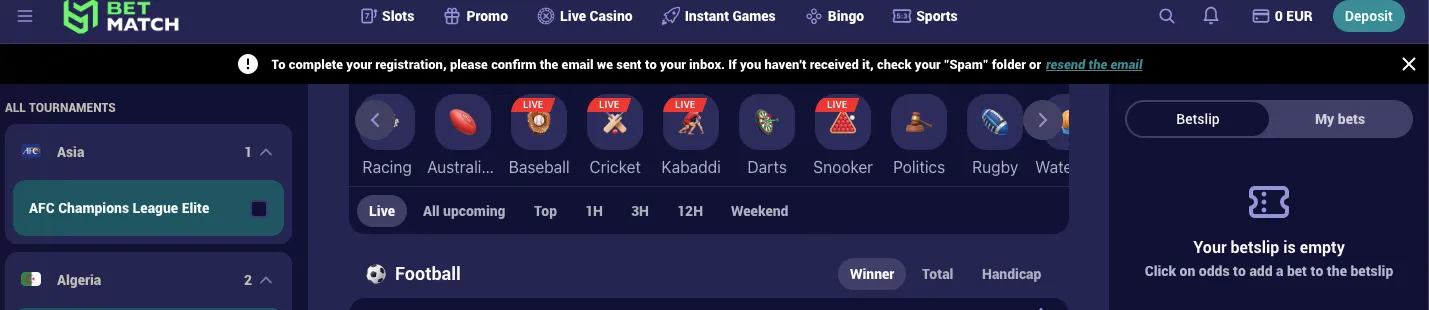 Betmatch cricket betting section