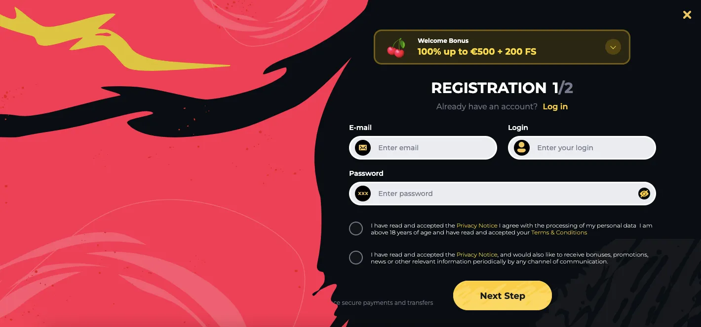 Boomerang casino sign up and registration