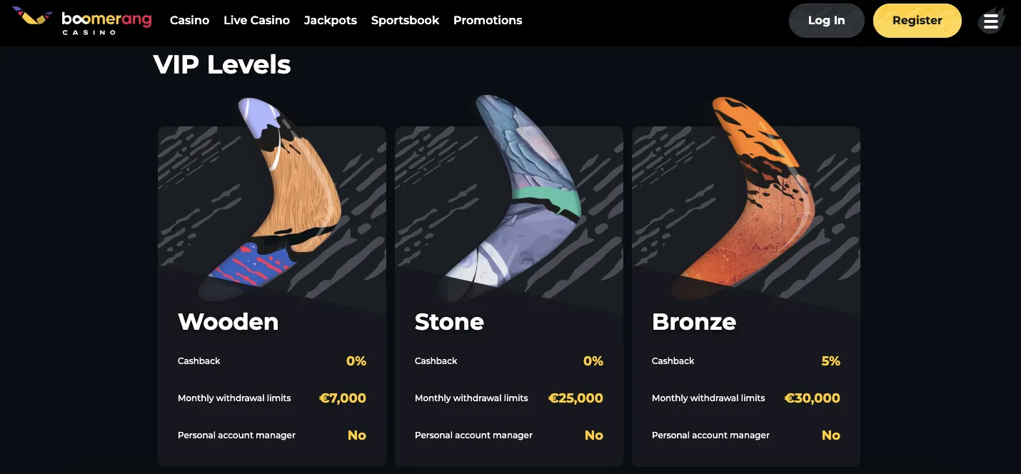 Boomerang casino VIP program