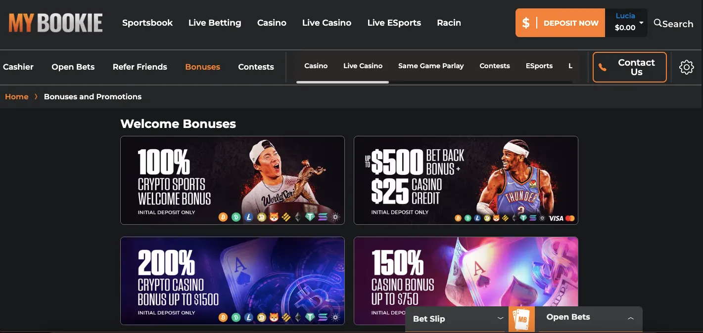 MyBookie casino bonuses and promotions