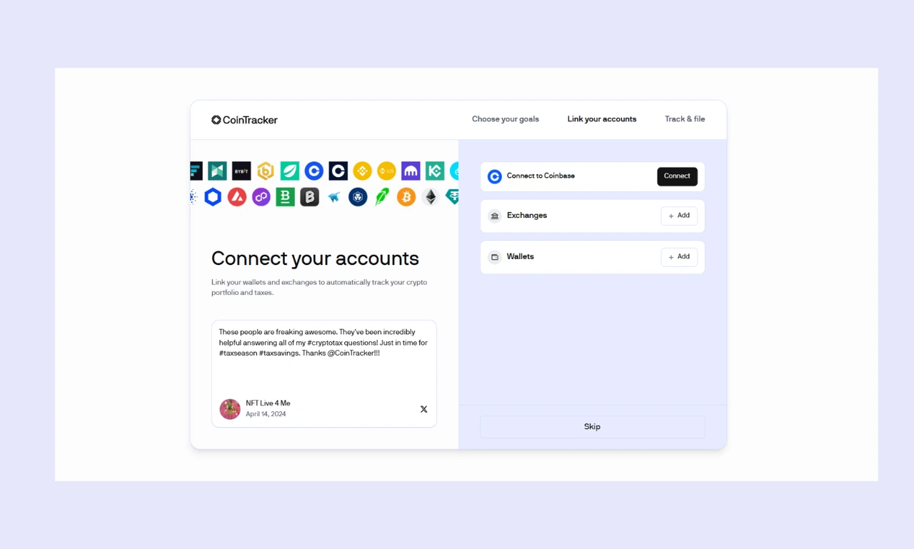 CoinTracker Account Linking with API or CSV