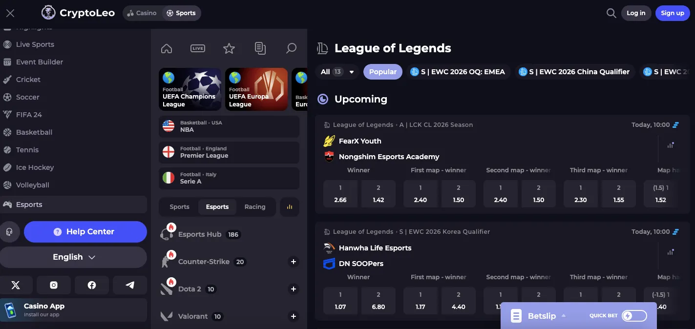 Cryptoleo esports section
