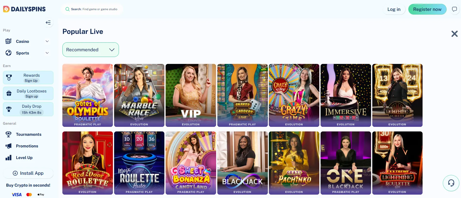 Dailyspins live casino