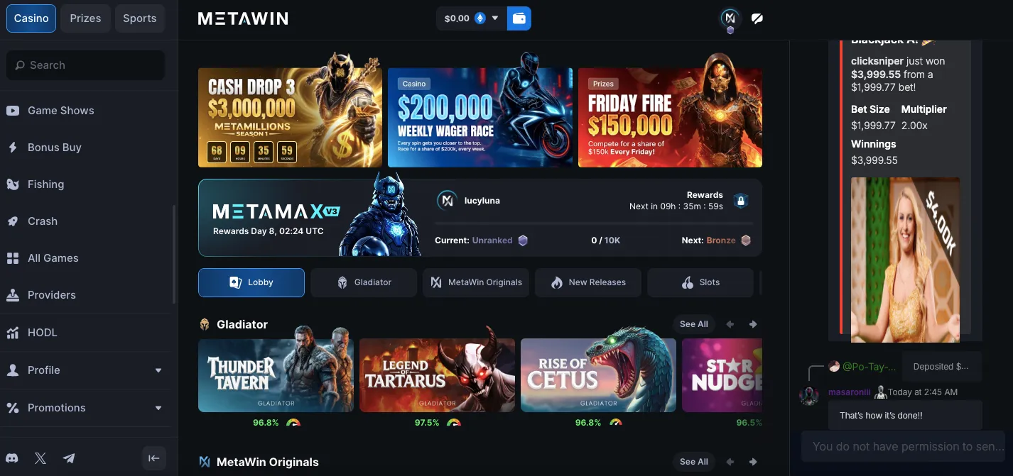 MetaWin casino games and providers