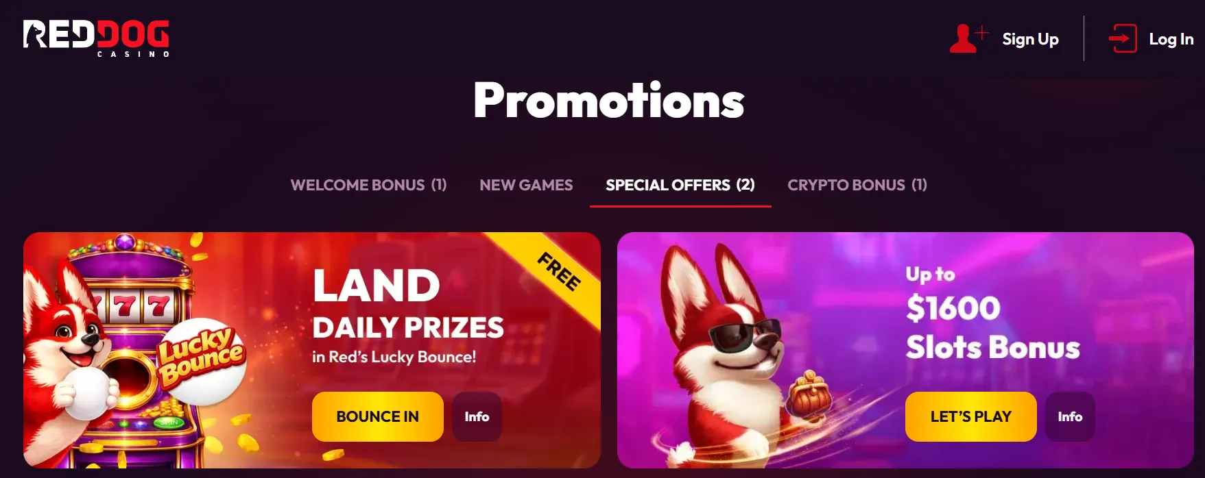 Red Dog casino bonuses
