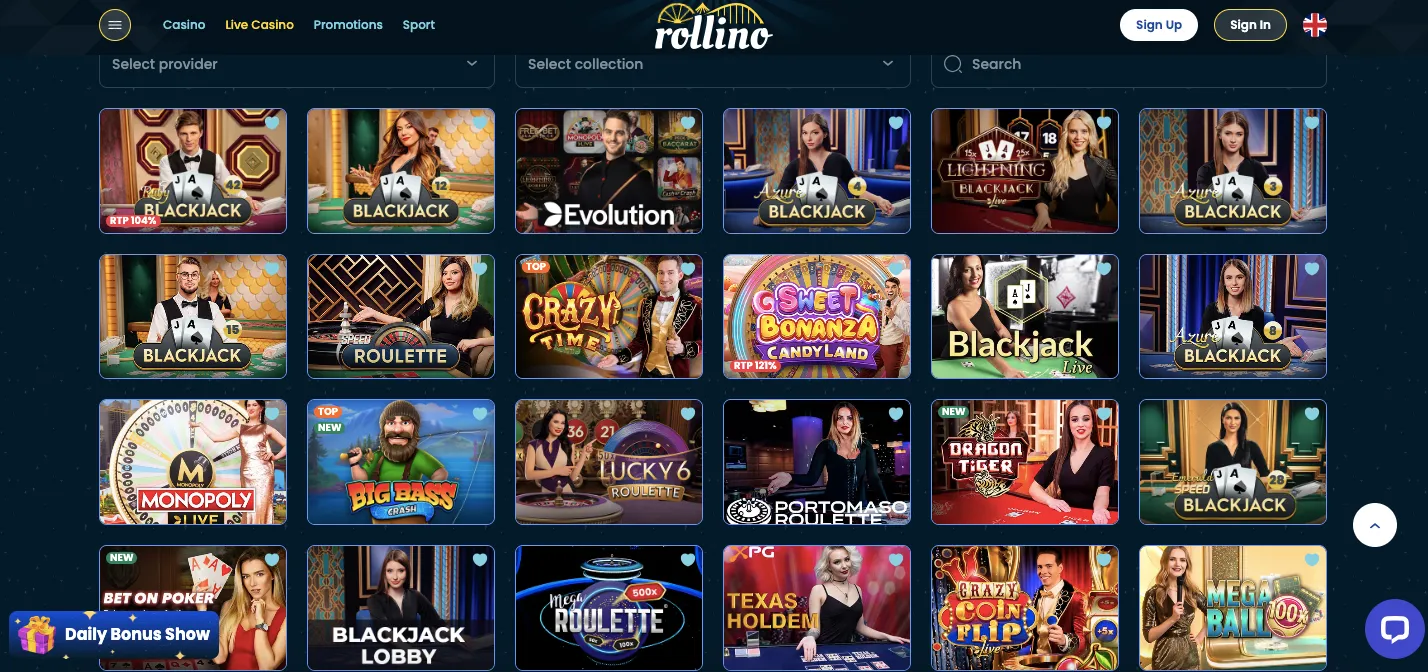 Rollino live casino
