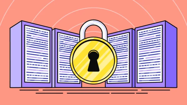 illustration of secure servers online with a padlock