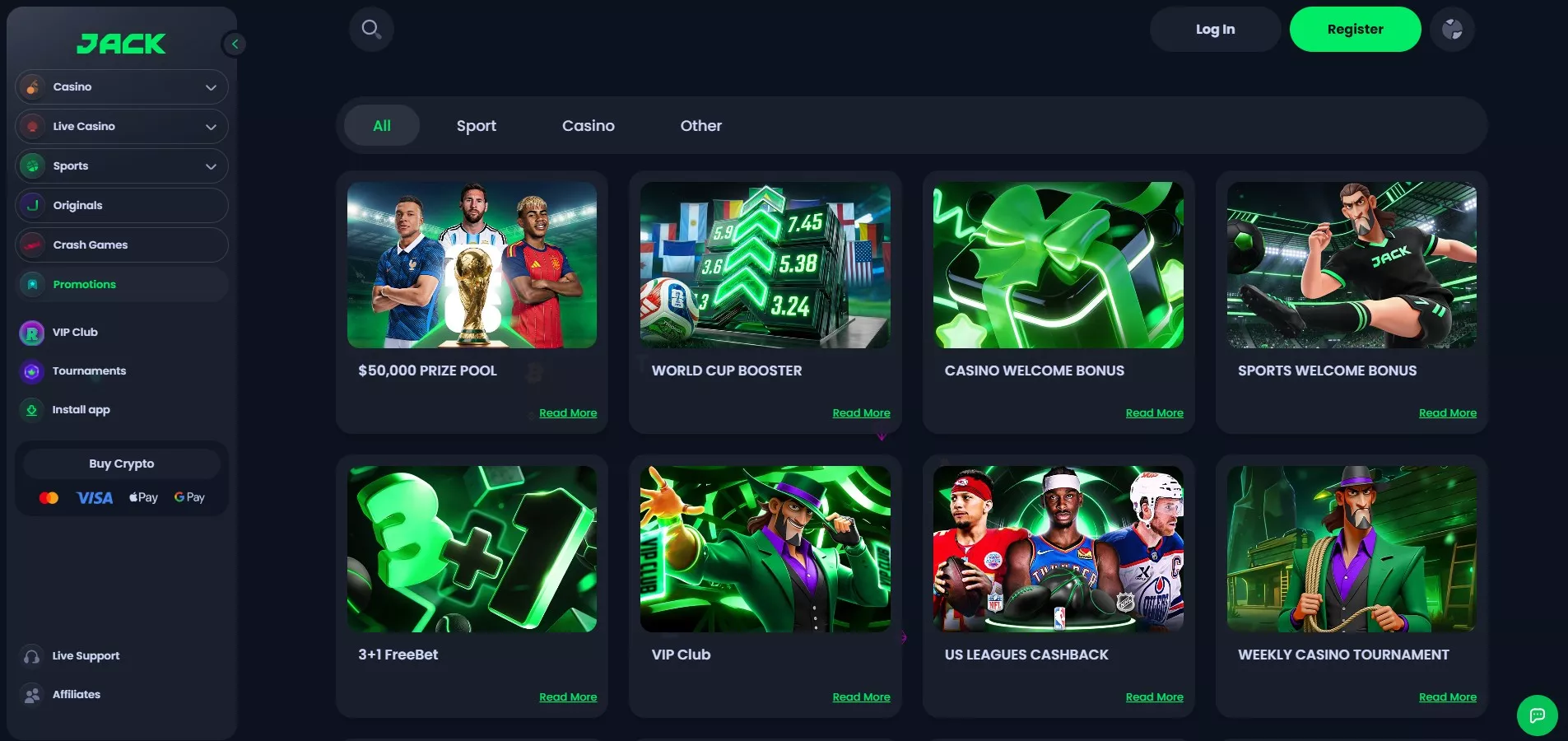 Jack.com Review - Bonuses and Promotions