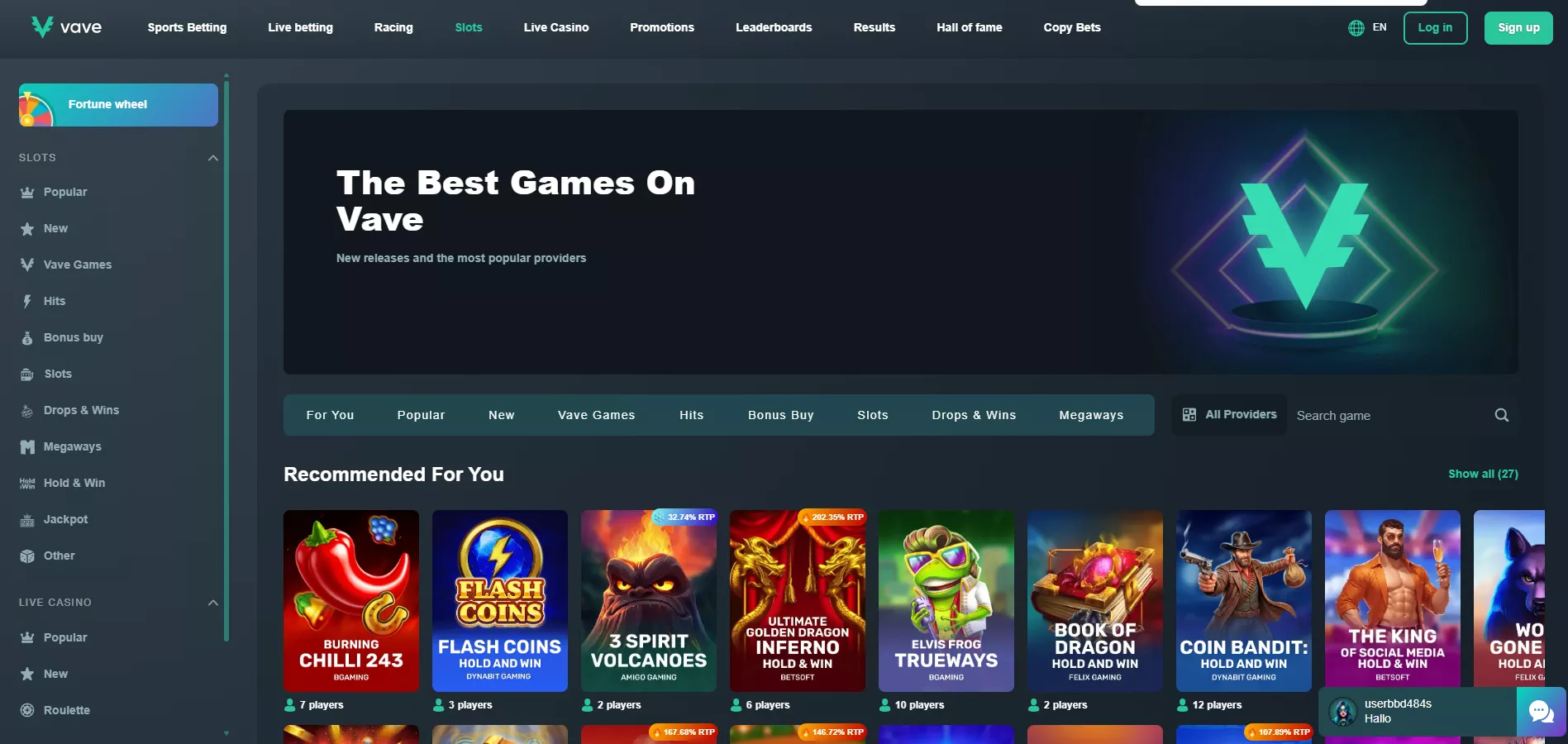 Vave Review: Casino