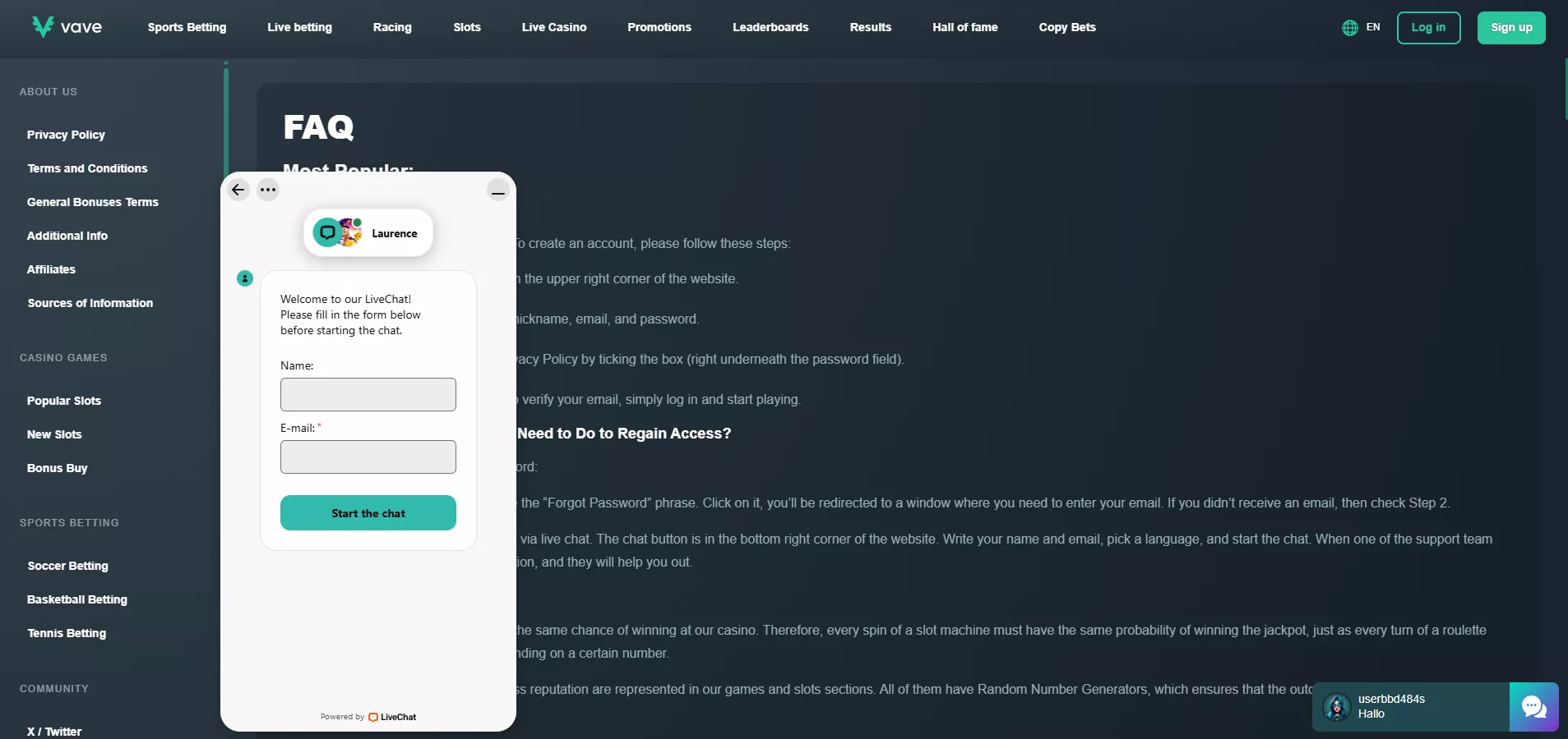 Vave Review: Customer Support