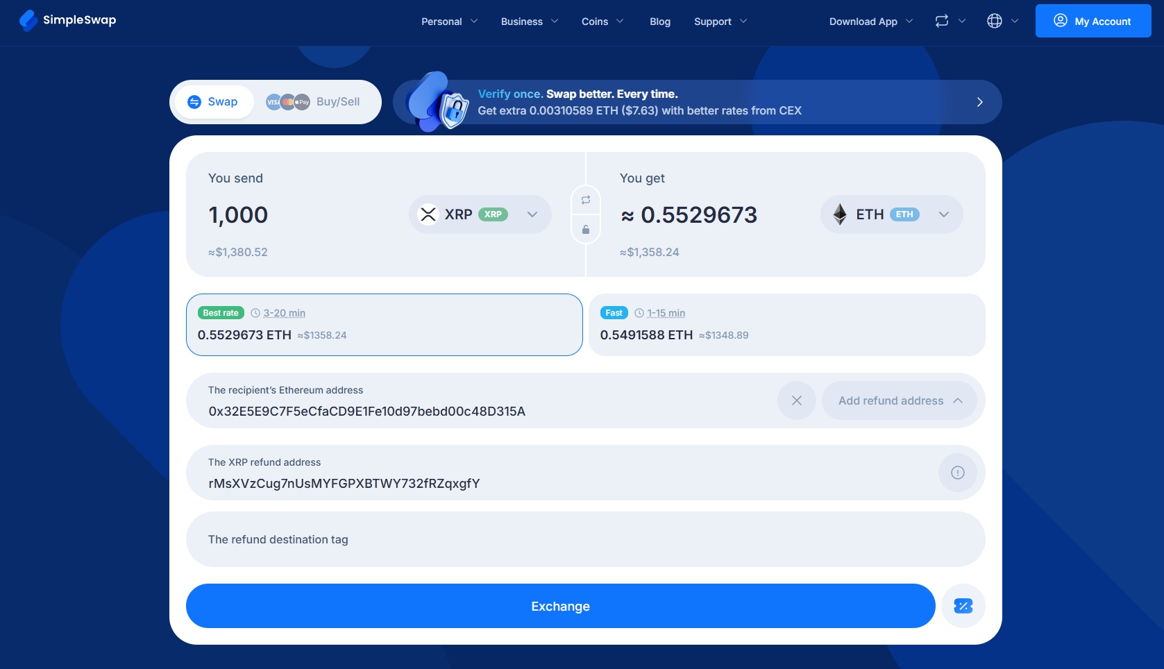 Create Swap SimpleSwap