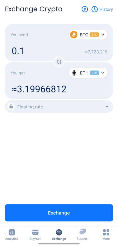 SimpleSwap mobile app