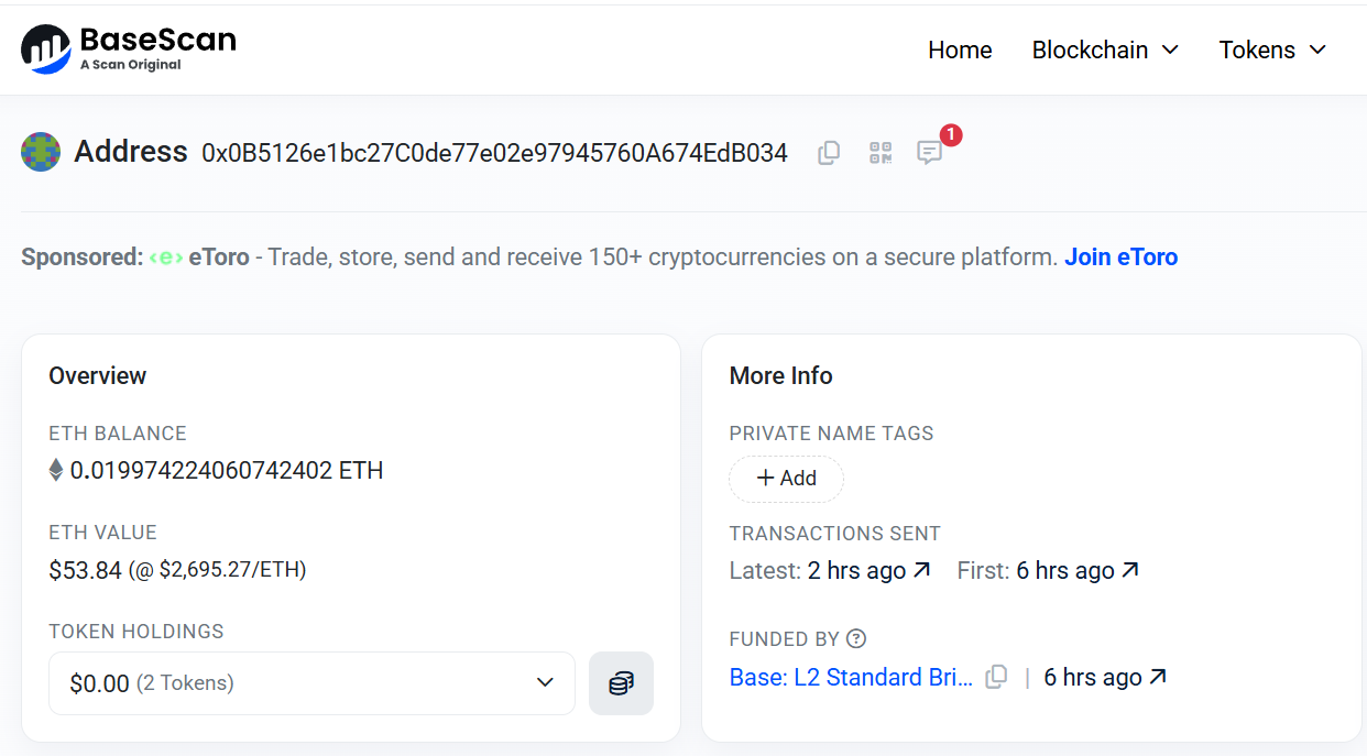 Example exploit tx
